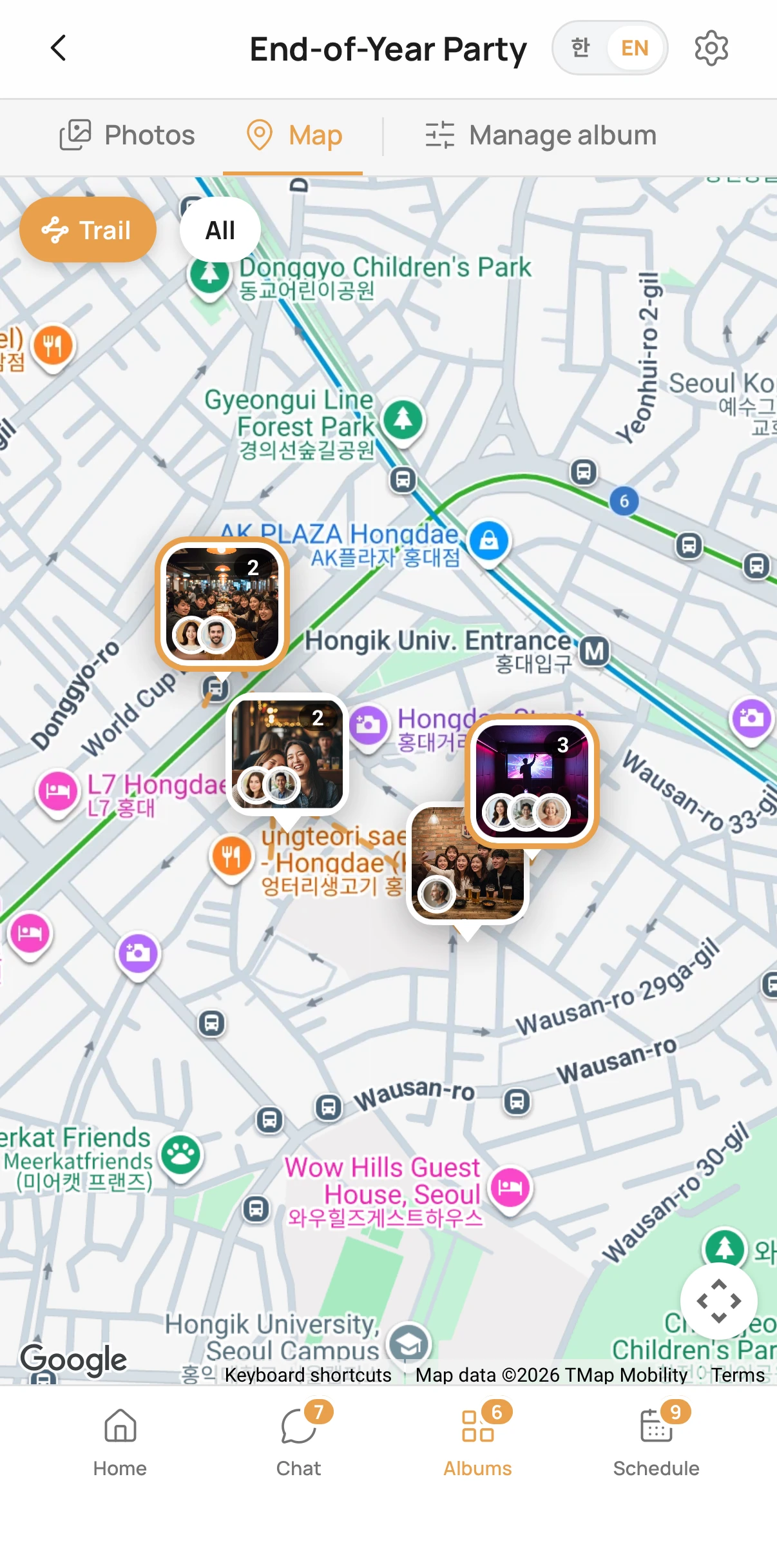 Your route on a map